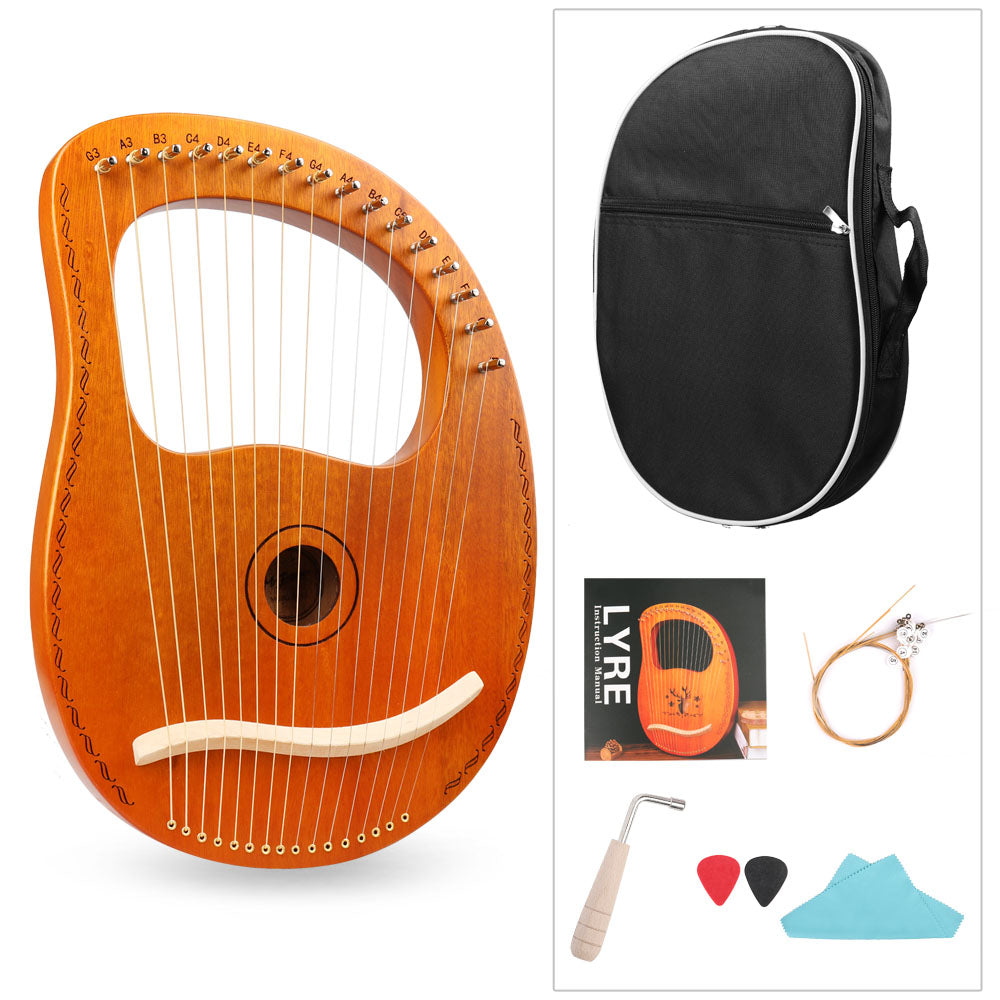 Lyre Harp 16 Metal String Ancient Greece Style Classical Shaped Helios  Pattern Lyra Box Type Harp with Tuning Wrench and Instruction Guide for  Adult