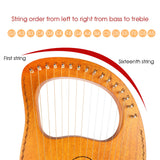 Mr.Power 16 Metal Strings Lyre Harp Ancient Greece Style Harps with Tuning Wrench, Extra String Set, Cleaning Cloth, Black Carry Bag (16 String, Natural Wood) …