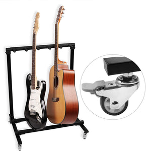 Mr.Power Guitar Rolling Stand Multiple Instrument Stage Studio Display Rack Movable (5 Holder)