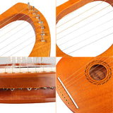Mr.Power 7 Metal Strings Lyre Harp Ancient Greece Style Harps with Tuning Wrench, Extra String Set, Cleaning Cloth, Black Carry Bag (7 String, Natural Wood)