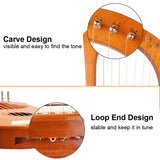 Mr.Power 7 Metal Strings Lyre Harp Ancient Greece Style Harps with Tuning Wrench, Extra String Set, Cleaning Cloth, Black Carry Bag (7 String, Natural Wood)